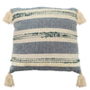 Hand-Woven Blue & Natural Boho Decorative Throw Pillow - 17" x 17.5"